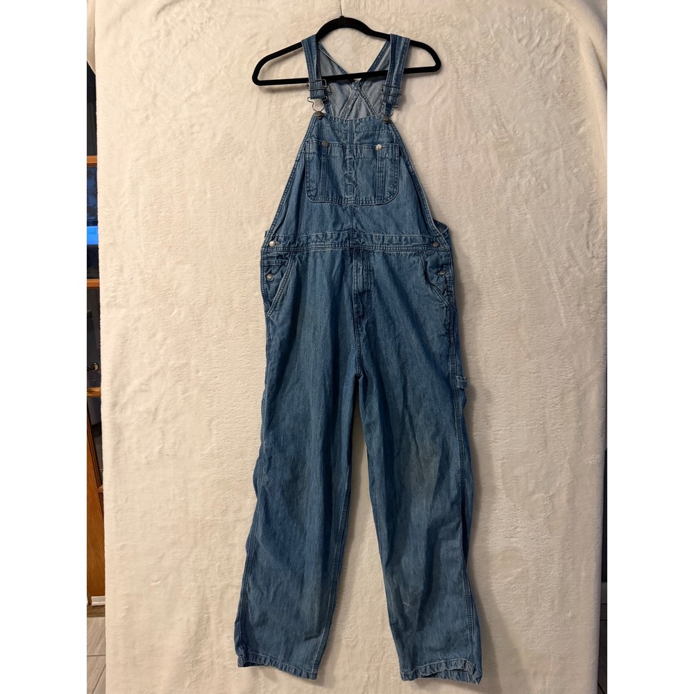 Craftsman‎ Mens Denim Bib Overalls Medium Wash Blue Cotton Workwear 34x32